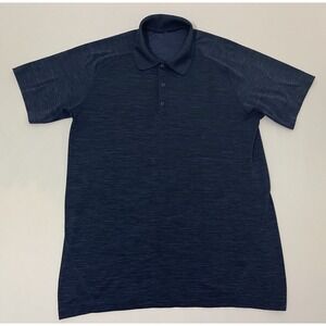 Lululemon Men Blue Metal Vent‎ Tech Performance Polo Shirt Golf Stretch Size M